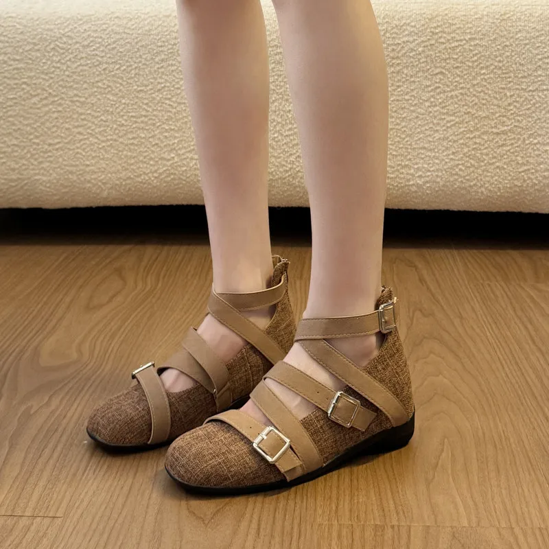 

Retro Ballet Flat Cross Strap Women's Oes Spring 2026 New Sle Dr Heightening Mary Jane Oes Comfortable Flats for Women