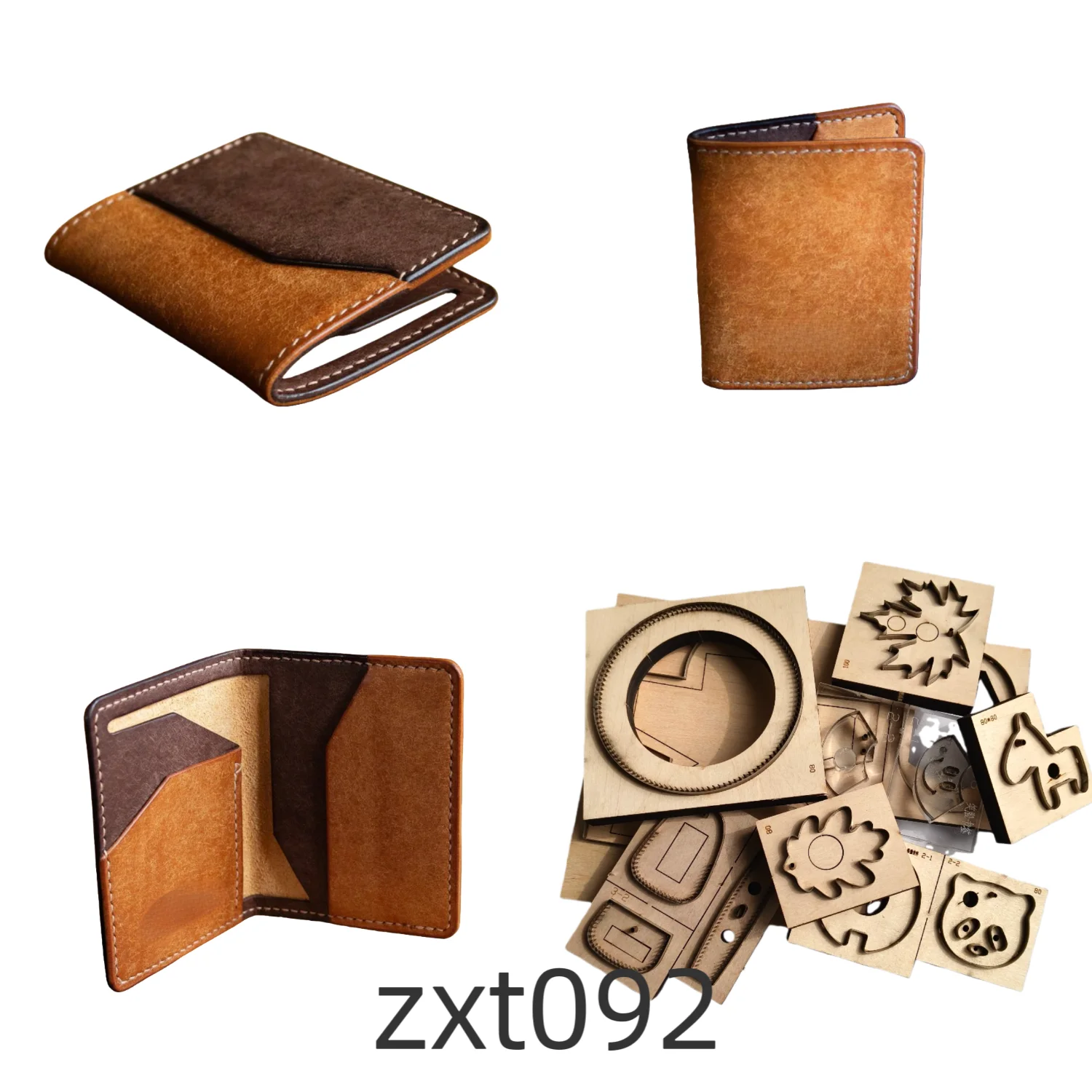 

Double-fold wallet/card case, leather cutting tools, hand-cutting knives, leather handicrafts, wooden molds zxt092