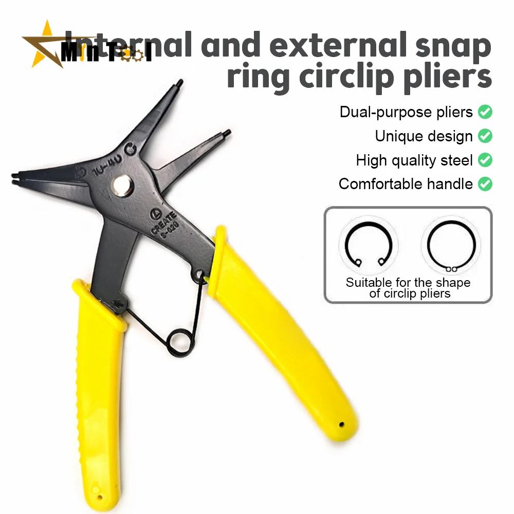 Multifunction 2 in 1 Snap Ring Plier 4 Way Type Circlip Pliers Hand Tool for Electrician Repair Tool