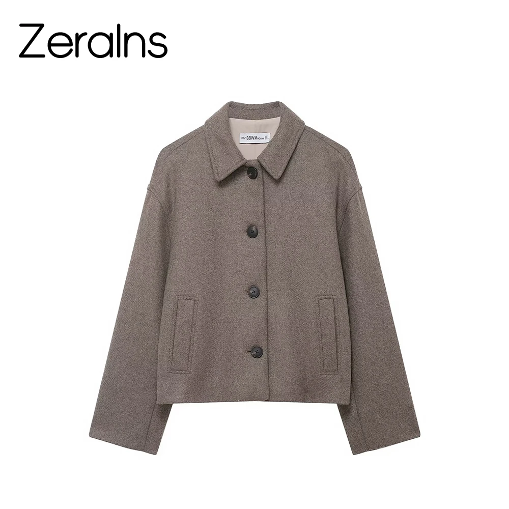 

ZERAINS, новинка зимы 20%, новое женское повседневное универсальное смешанное короткое пальто с воротником и длинными рукавами, пальто