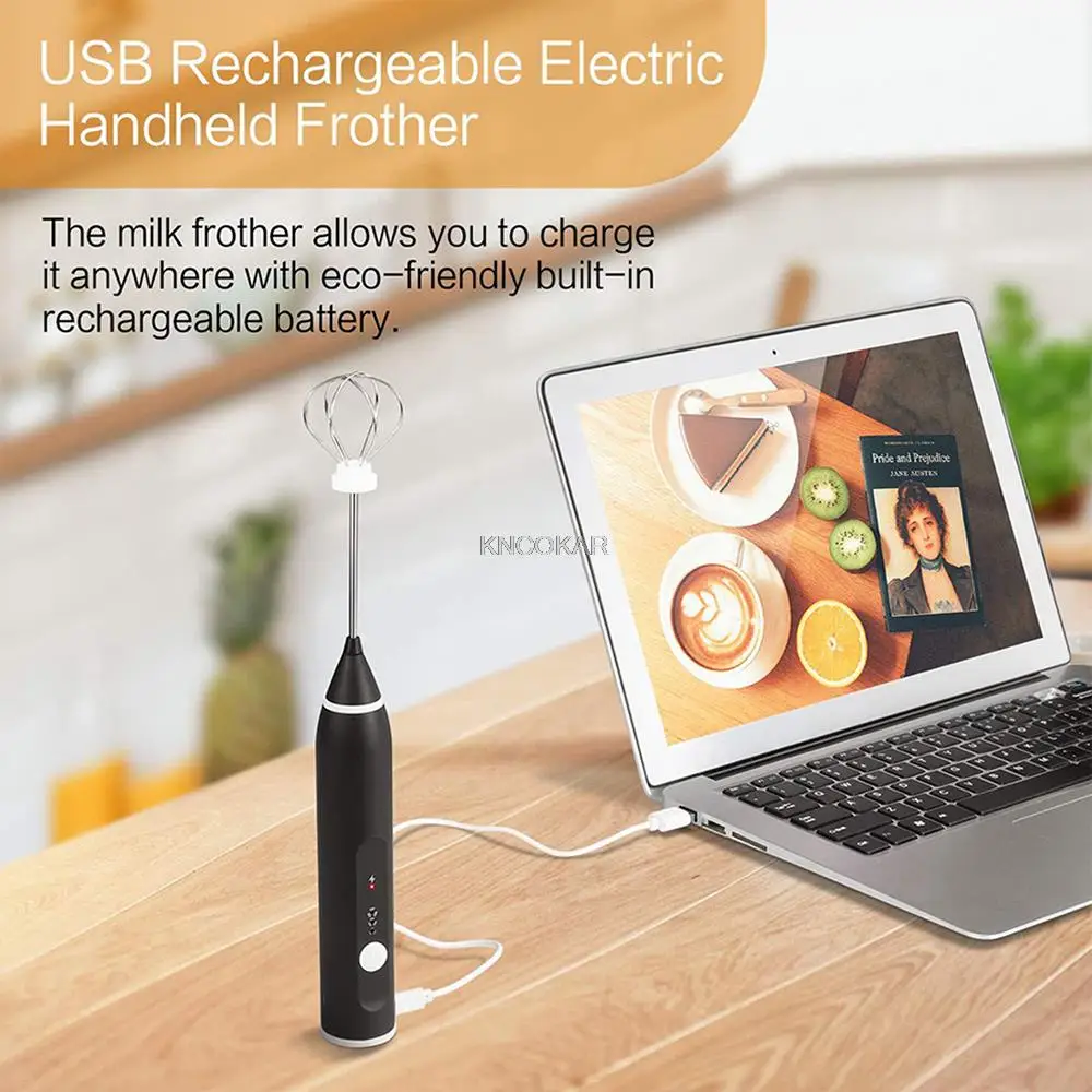 3-Speeds Hand Mixer Electric Blender Eggs Beater Whisk Stirrer Coffee Milk Drink Frother Foamer USB Rechargeable Food Whisk