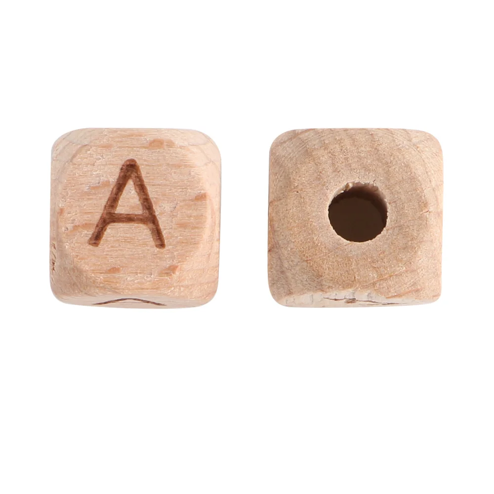 Cuentas del alfabeto de madera de haya de 20-50 piezas, 10/12MM, espaciador suelto con letras en inglés, pulsera artesanal, fabricación de joyas,