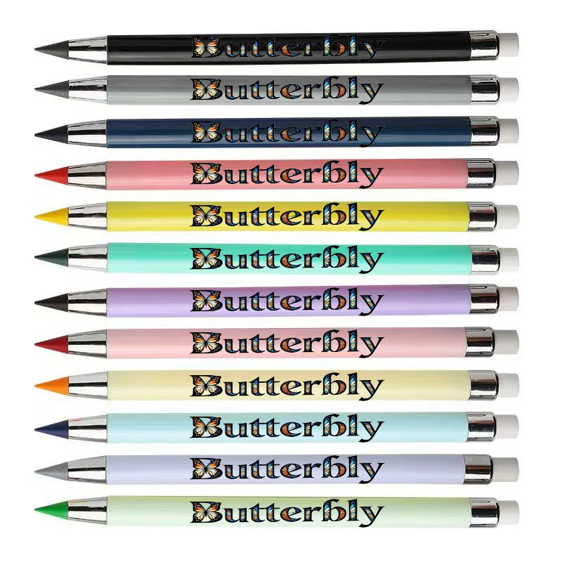 

12pcs butterfly writing pattern eternal colored pencil is not easy to break pencil student stationery colored lead
