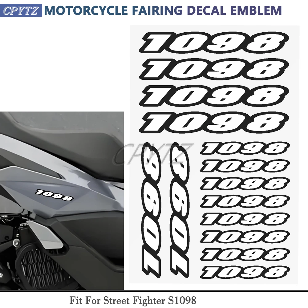 Fit for 1098 1098S 1098R Motorcycle Fairing Helmet Body Engin Tank Pad Decoration Decals Numbers Stickers Universal