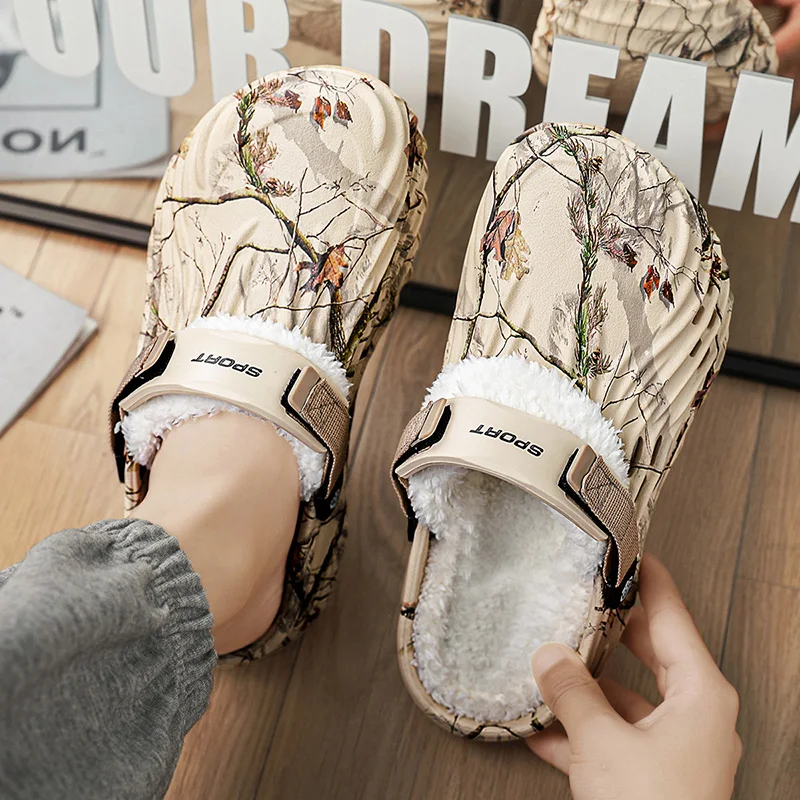 2026 Winter Slippers Men Women Indoor Warm Slippers Summer Removable Sandals Man Casual Non Slip Plush Fur Clogs for Men Slides