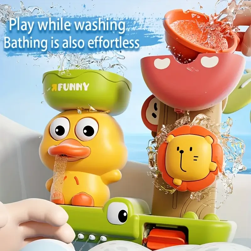 ของเล่นอาบน้ําเด็กสําหรับเด็ก Interactive Bath ของเล่นพร้อมถ้วยดูดการ์ตูนเป็ดน้ําอ่างของเล่นอ่างอาบน้ําของเล่นสําหรับชายหญิงทารก
