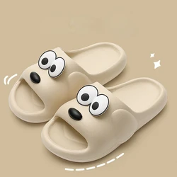 Home Slippers Woman summer Beach Sandal Outdoor Soft Sole Non Slip Anti Skid hello dog cute Cartoon Kawaii Flip Flops funny 2024