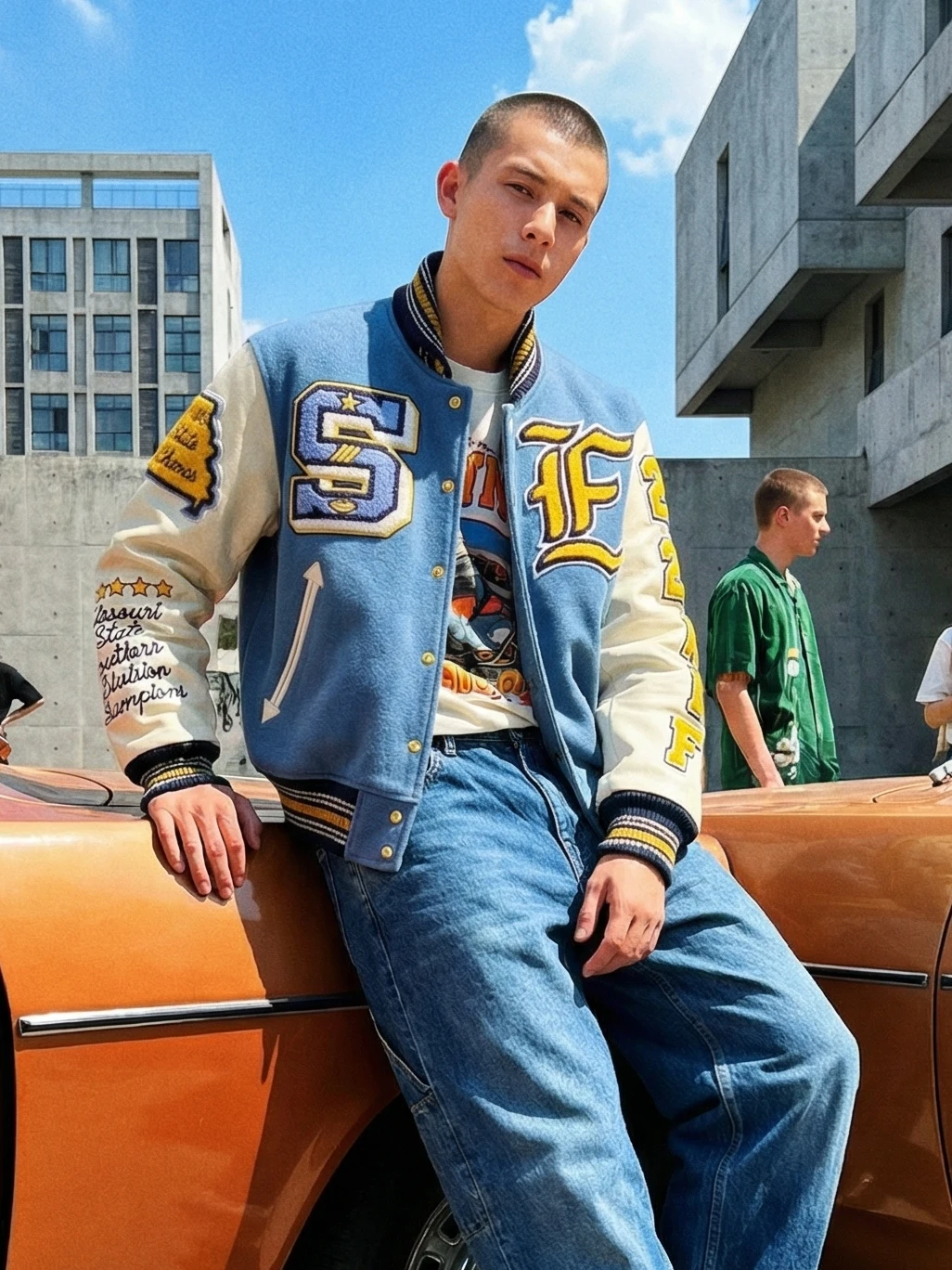 

Американская ретро-куртка с вышивкой желтого орла, хлопковая бейсбольная куртка, повседневная уличная одежда для мужчин и женщин