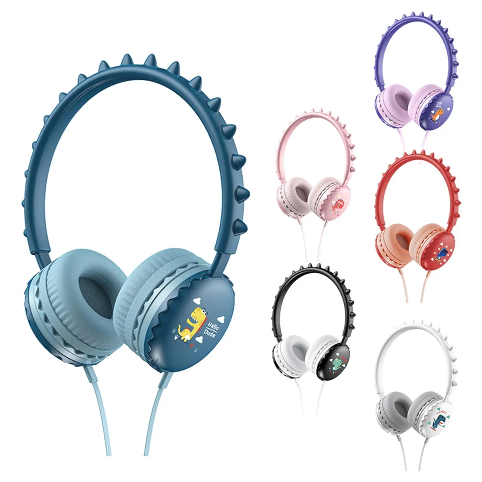 Cute Dinosaur Kid Headphones On-Ear Cartoon Headset for Child Tablet Teens