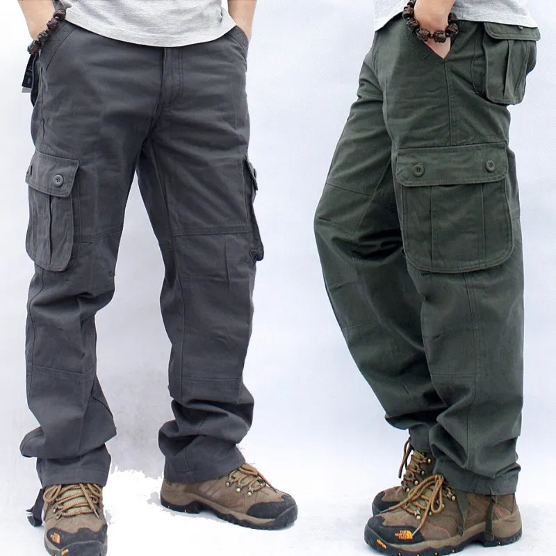 

2023 Spring Men's Cargo Pants Zipper Fly Military Work Overalls Casual Cotton Baggy Slacks Long Trousers Big Size M-5XL