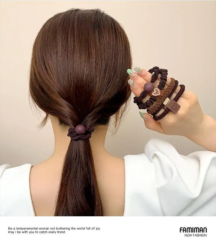 5 قطع من أربطة المرنة الراقية ذات الطراز الجديد مع مظهر بسيط وأنيق ومشابك شعر متينة للغاية وربطات شعر #5