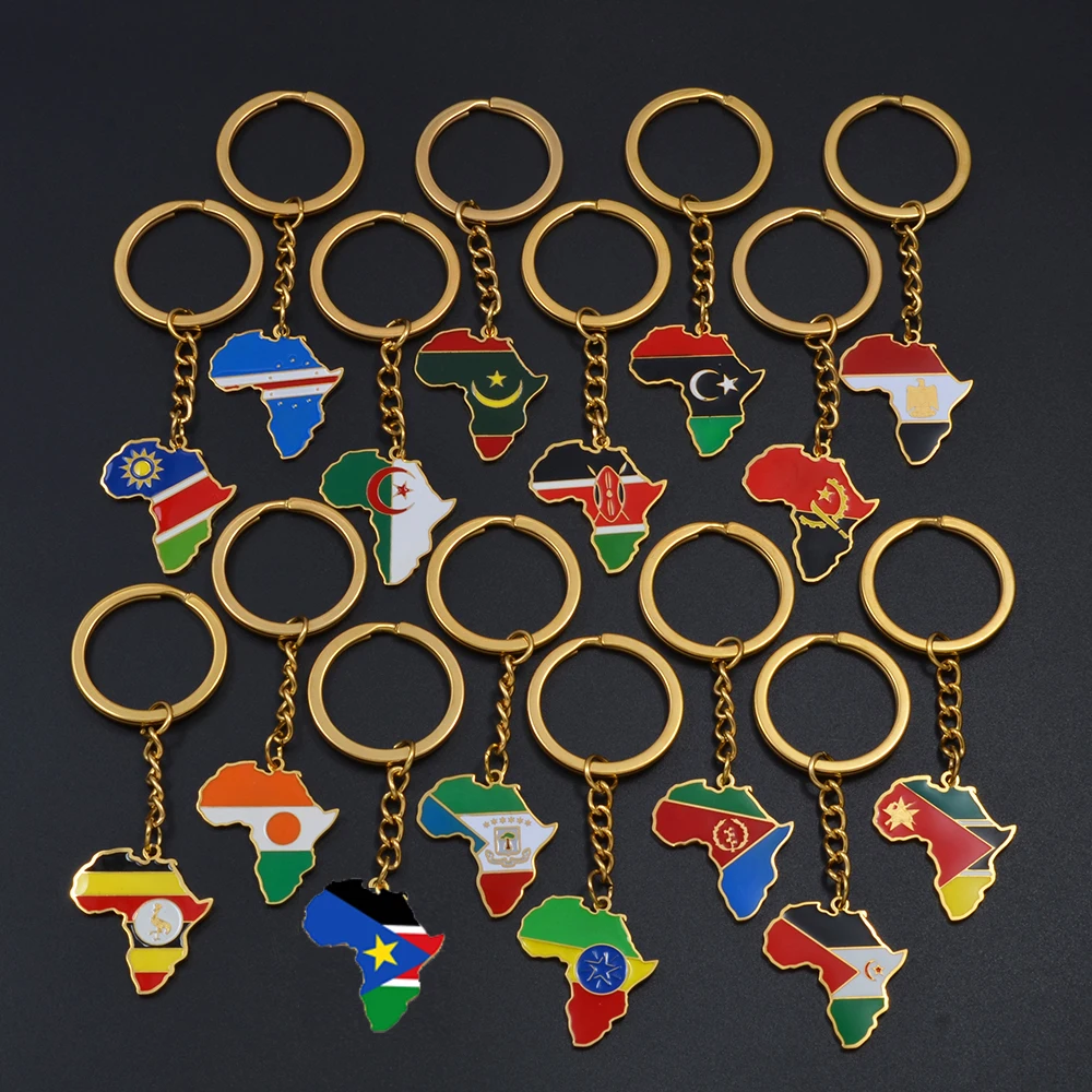 سلسلة مفاتيح خريطة أفريقية للنساء والرجال سييرا ليون نيجيريا تونس المغرب السودان بوروندي الكونغو تشاد رواندا كوت Dlvoire كيرينغ # ك0001