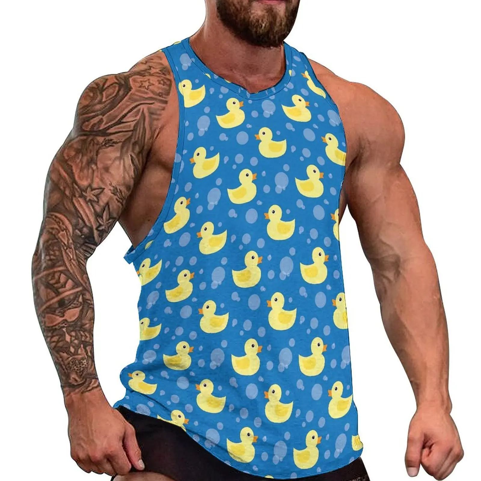 Funny Duck 3D Print Tank Tops Men\'s Fashion Streetwear Vest Oversized Sleeveless Tank Top Bodybuilding Fitness Gym Man Clothing