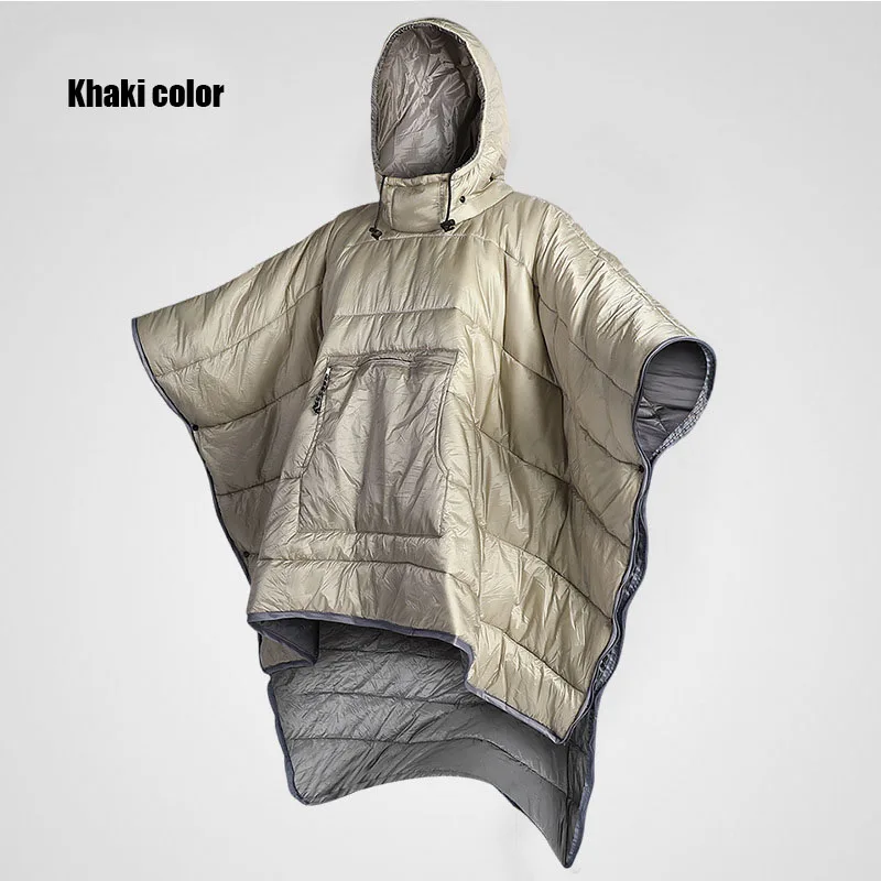 

COMFORTABLE WINTER Hooded Poncho - Windproof Nylon Poncho with Lazy Blanket and Sleeping Bag Function for Outdoor Relaxation