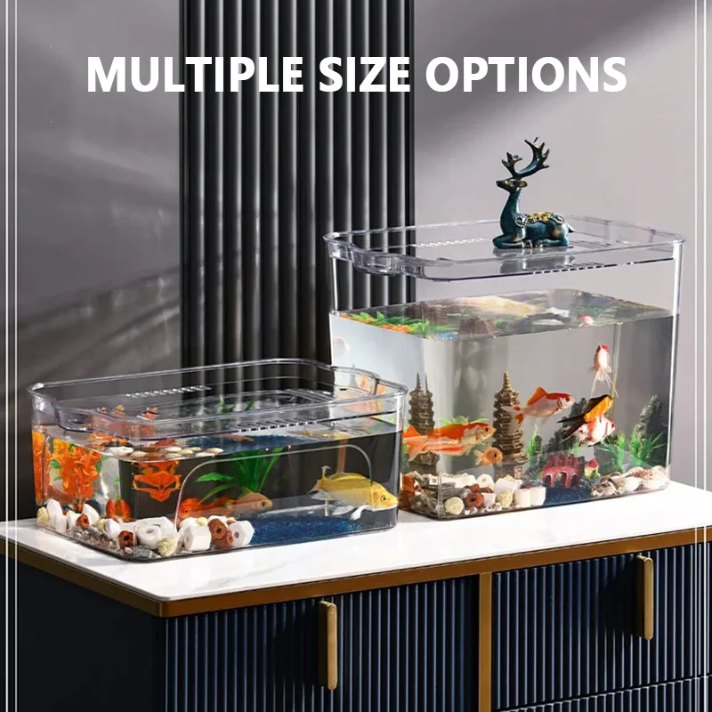 

Household Tabletop Turtle and Fish Breeding Box Aquarium Accessories 4 Sizes Aquarium Transparent Living Room Douyu Tank