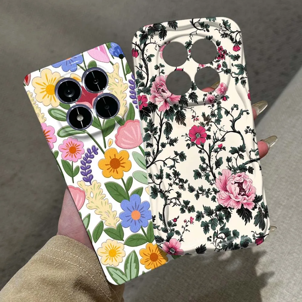 

Luxury flower pattern Cover For Redmi 9i 10 10C 14C 13C 9A 11A 12C A1 A2 A3 A4 K30 K70 Pro Ultra 5G Feilin Wave Oil Shell