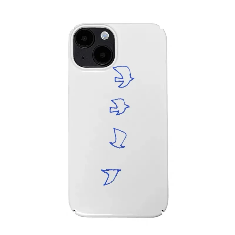 

Ins Blue Minimalist Stroke Bird Case for IPHONE 17 16 ProMax 15 14 Plus 13 12 MINI 11 PRO 16Plus XR XS MAX Acrylic Phone Cover