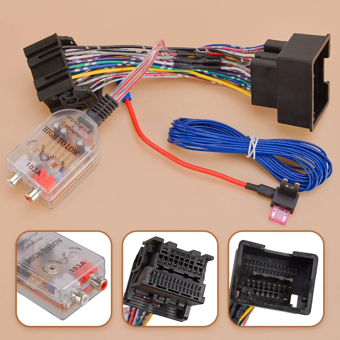 71-2106 Radio Add Amp Subwoofer Amplifier Adapter Plug Wire Harness Fit for Buick Chevrolet Camaro Cruze Equinox Express GMC