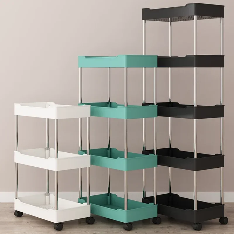 Rolling Storage Cart Mobile Shelving Unit Kitchen Laundry Room Rack Bathroom Organization Living Room Storage Easy Mobility