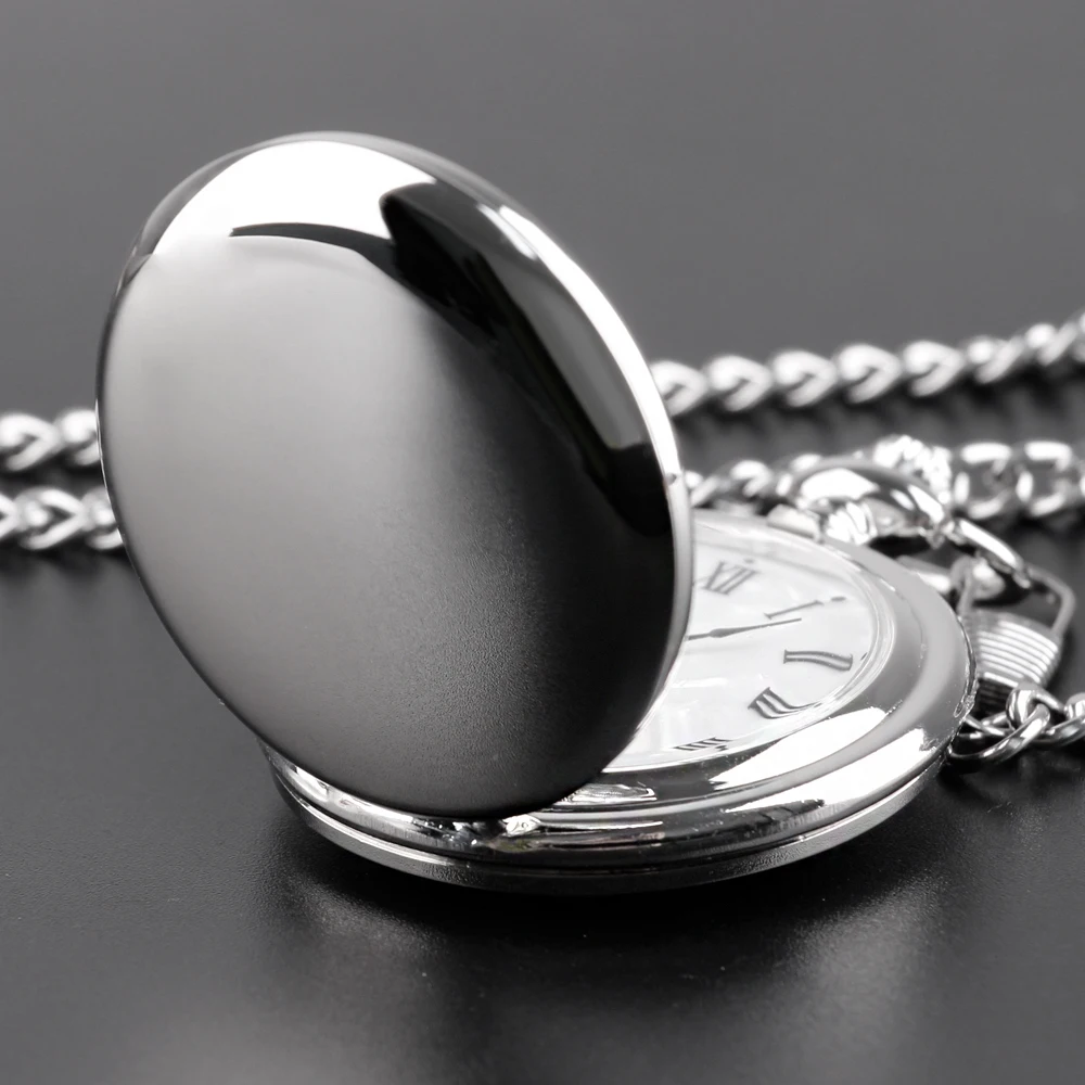 Nuevos relojes de bolsillo de cuarzo para hombre, abalorio de moda Vintage, reloj de bolsillo de plata, colgante de collar con cadena, regalos CF1902