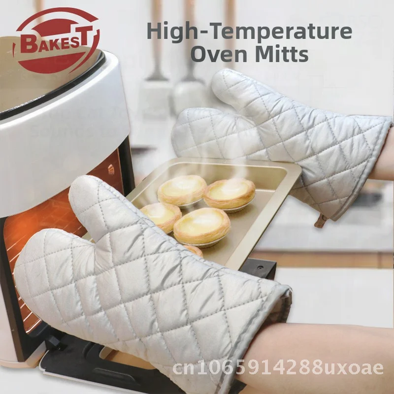 

Thickened High Temperature Resistant Gloves Silver Heat Insulation for Kitchen Barbecue Microwave Oven Baking - Anti-scalding