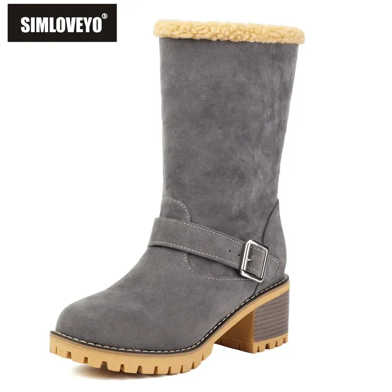 

SIMLOVEYO 2025 женская обувь до середины икры с круглым носком на блочном каблуке 5 см, без шнуровки с пряжкой на ремне, размеры 41–43, повседневные ботильоны для отдыха