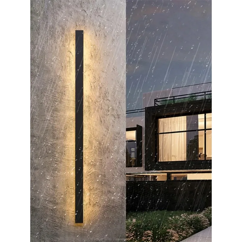 IP65 Waterproof  Minimalist Led Outdoor Black Balcony Terrace Outdoor Villa Garden Wall Washer Lamp