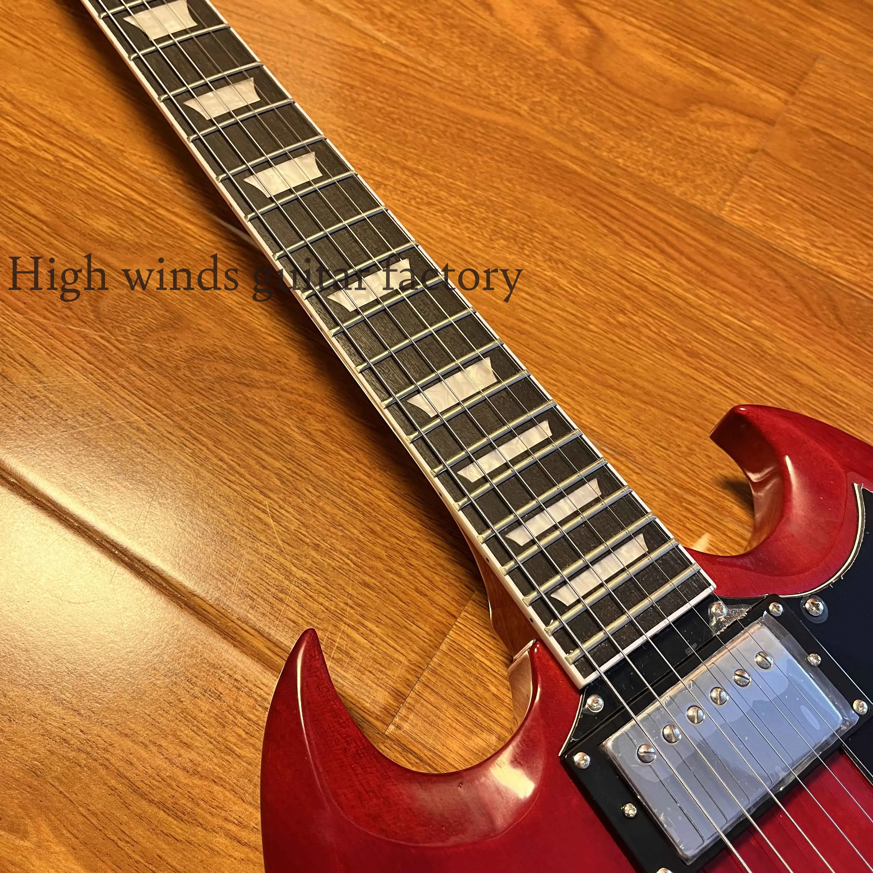 Custom SG Red Electric Guitar Mahogany Solid Body HH Pickups Chrome Hardware