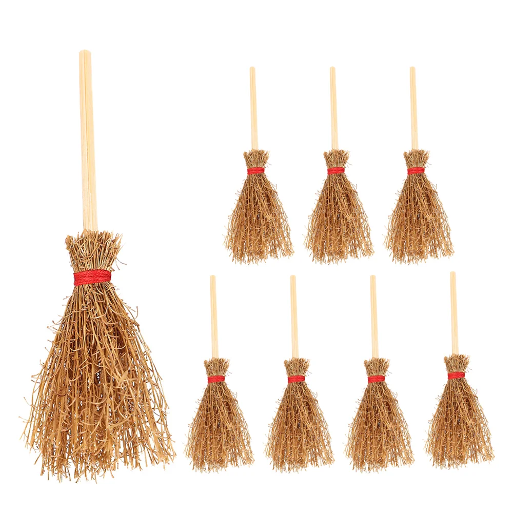 

12 Miniature Brooms Realistic Dollhouse Accessories Photo Props Halloween Decor Mini Wooden Broom Craft Supplies Collectors