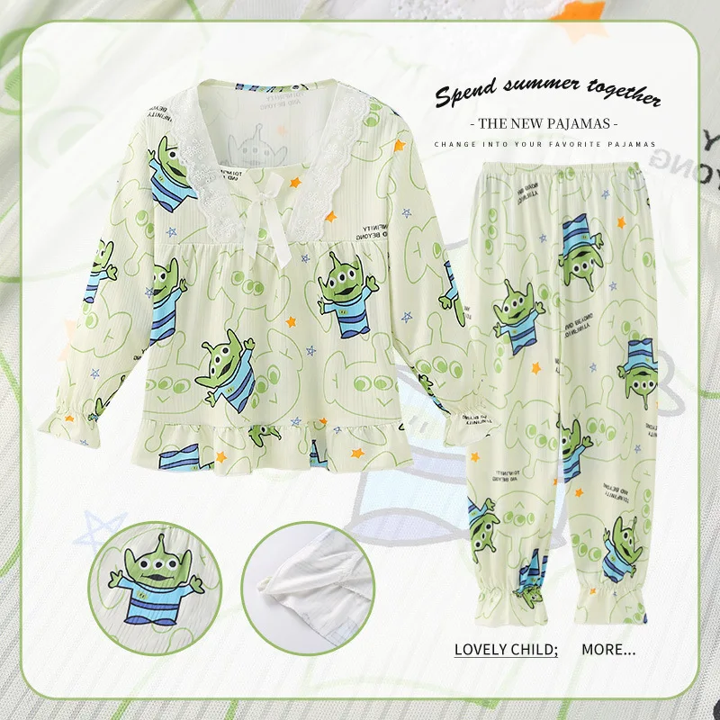 Toy Story Girls Pajama Sets Lovely Cartoon Trendy Soft Comfortable Night Clothes Breathable Loose Gal Housewear Autumn Winter