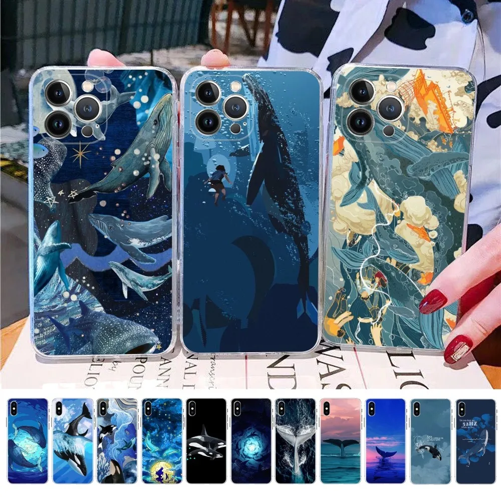 Killer Whale Phone Case for iPhone 15 8 7 6 6S Plus X SE 2020 XR XS 14 11 12 13 Mini Pro Max Mobile Case