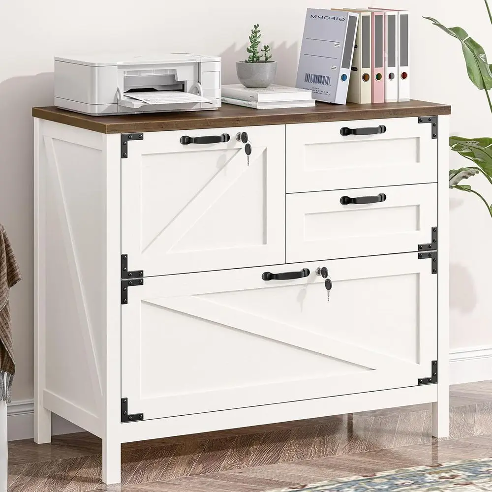

Lateral File Cabinet for A4/Legal Documents, Lockable, Suitable for Home Office and Printer Storage