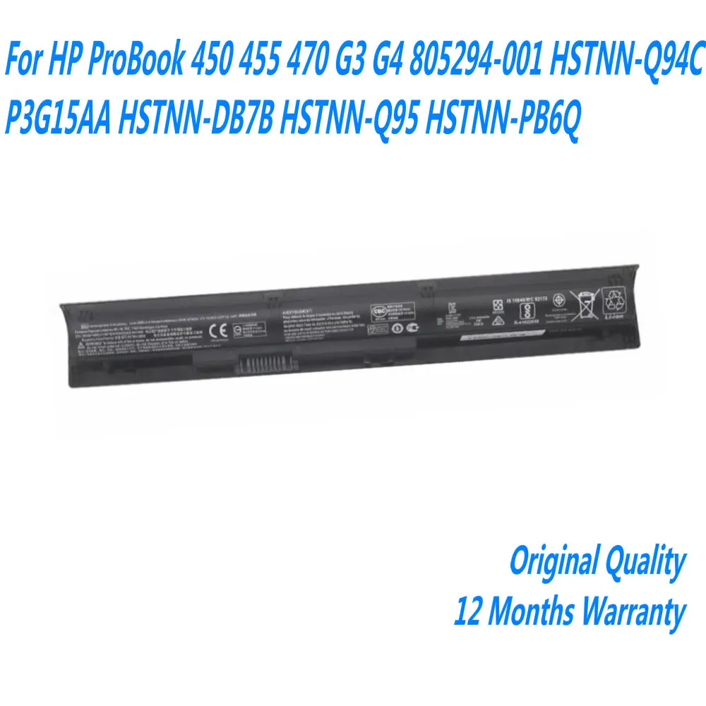 

NEW 44WH RI04 Laptop Battery For HP ProBook 450 455 470 G3 G4 805294-001 HSTNN-Q94C P3G15AA HSTNN-DB7B HSTNN-Q95 HSTNN-PB6Q