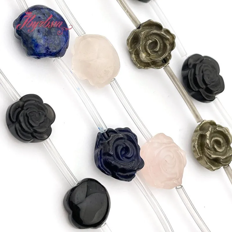 

Natural Pyrite Lapis Lazuli Flower Beads Stone For Necklace Bracelet Earring Jewelry Making Design or DIY 12mm/15mm