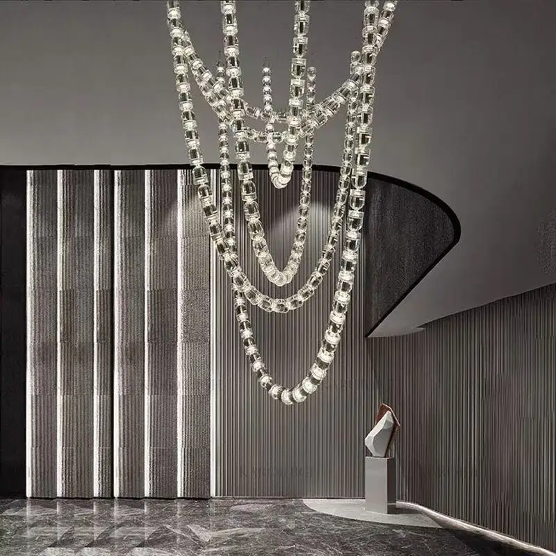 

Crystal necklace chandelier Versailles duplex building empty headlight high-end K9 crystal hotel clubhouse hall chandelier