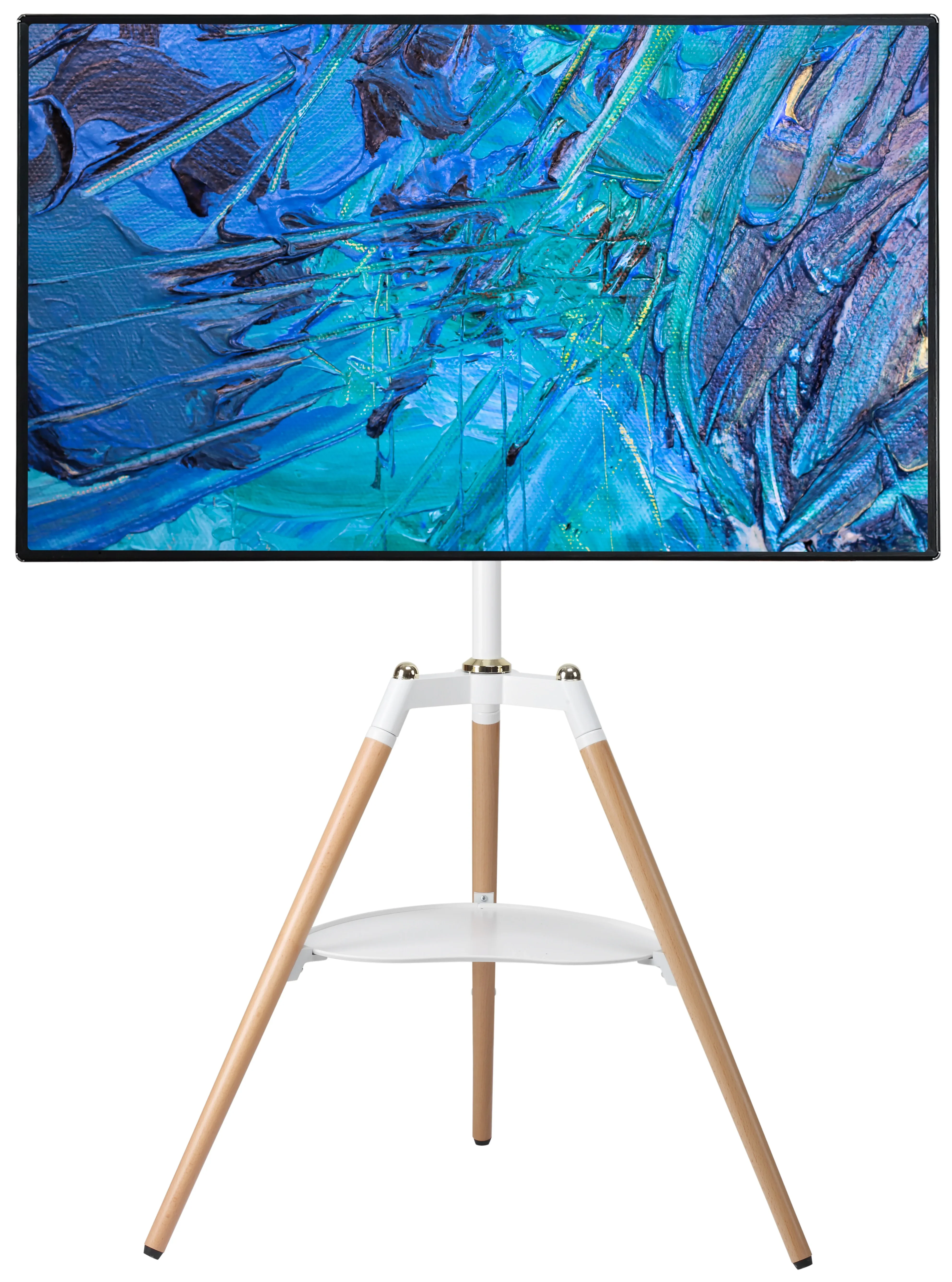 Factory Direct White and Black Studio Stand for Tv Mount Metal Height Adjustable Swivel  Tripod TV Holder Bracket 32 to 65inch view 2