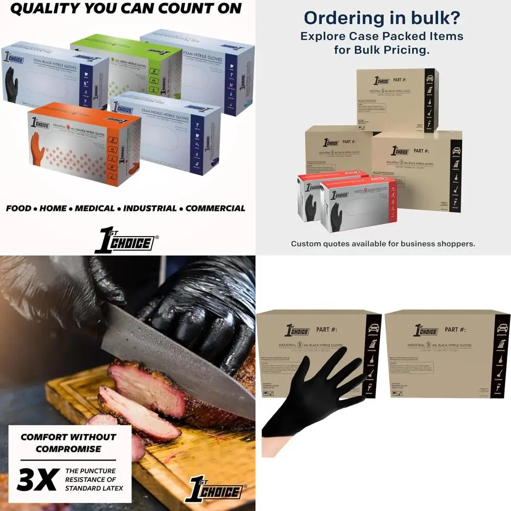 

Одноразовые нитриловые перчатки, без латекса, черные, 5 мил, идеально подходят для приготовления пищи, уборки, работы с автомобилями, промышленных работ, работы с продуктами питания и домашнего использования.