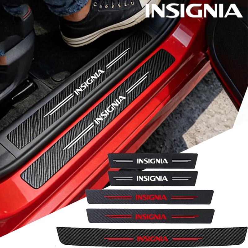 Carbon Fiber Car Door Threshold Sticker Anti-Scratch Waterproof For INSIGNIA Rear Trunk Sill Side Decals Protect Film For Opel