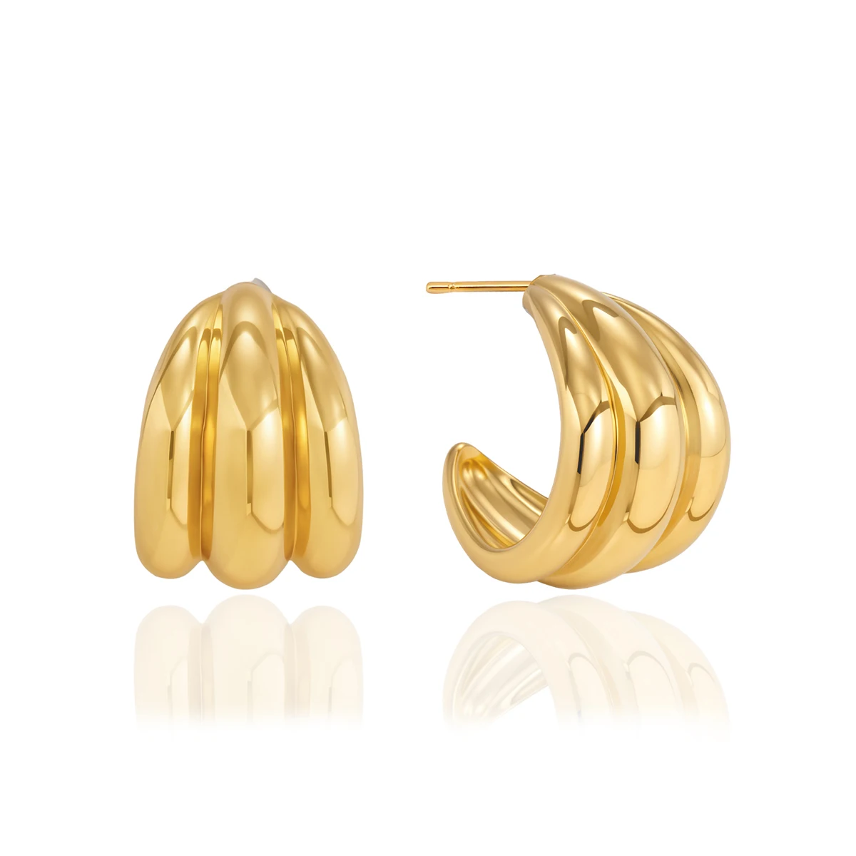 Spark & Co Minimalist C Shape Stainless Steel Stud For Women 18K Gold PVD Plated Charms Earring Party Jewelry Gifts