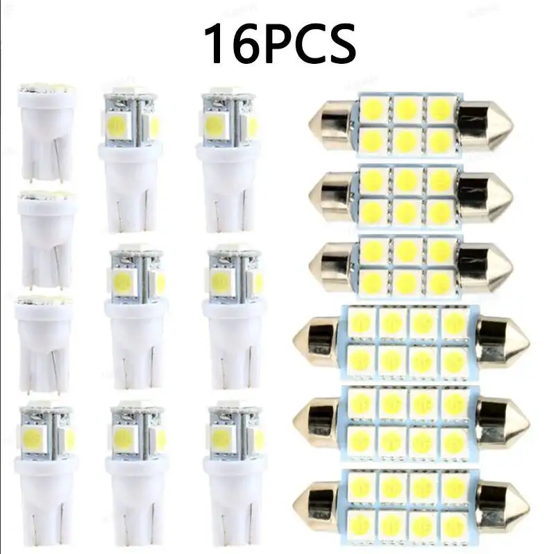 42 قطعة أضواء السيارة T10 6000K SMD LED استبدال لوحة الترخيص/القراءة زينون الأبيض مصابيح كهربائية داخلية #6