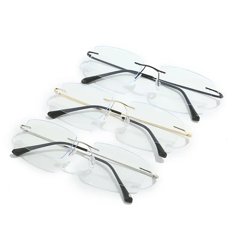 Ultralight Rimless Myopia Glasses Vintage Retro Men Business NearSight Eyeglasses Finished Frameless Frame Minus Eyewear Diopter