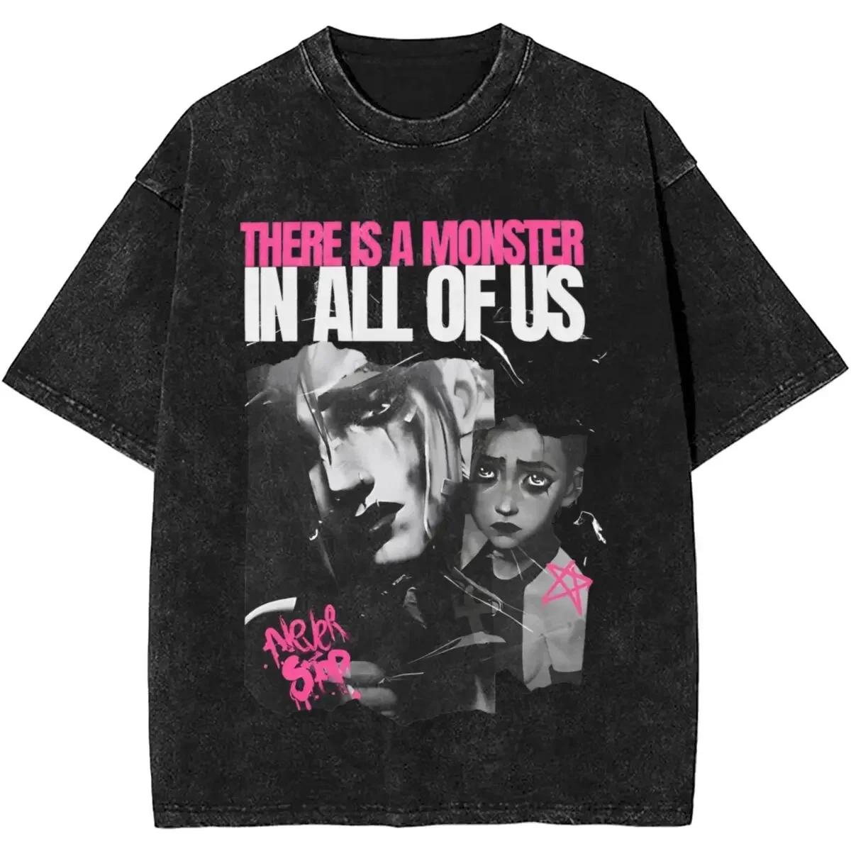 Männer Frauen T Shirt Jayce Caitlyn Viktor Jesus Vi Sevika Arcane Charakter Gewaschen T-Shirt Harajuku Sommer T Klassische Kleidung Top