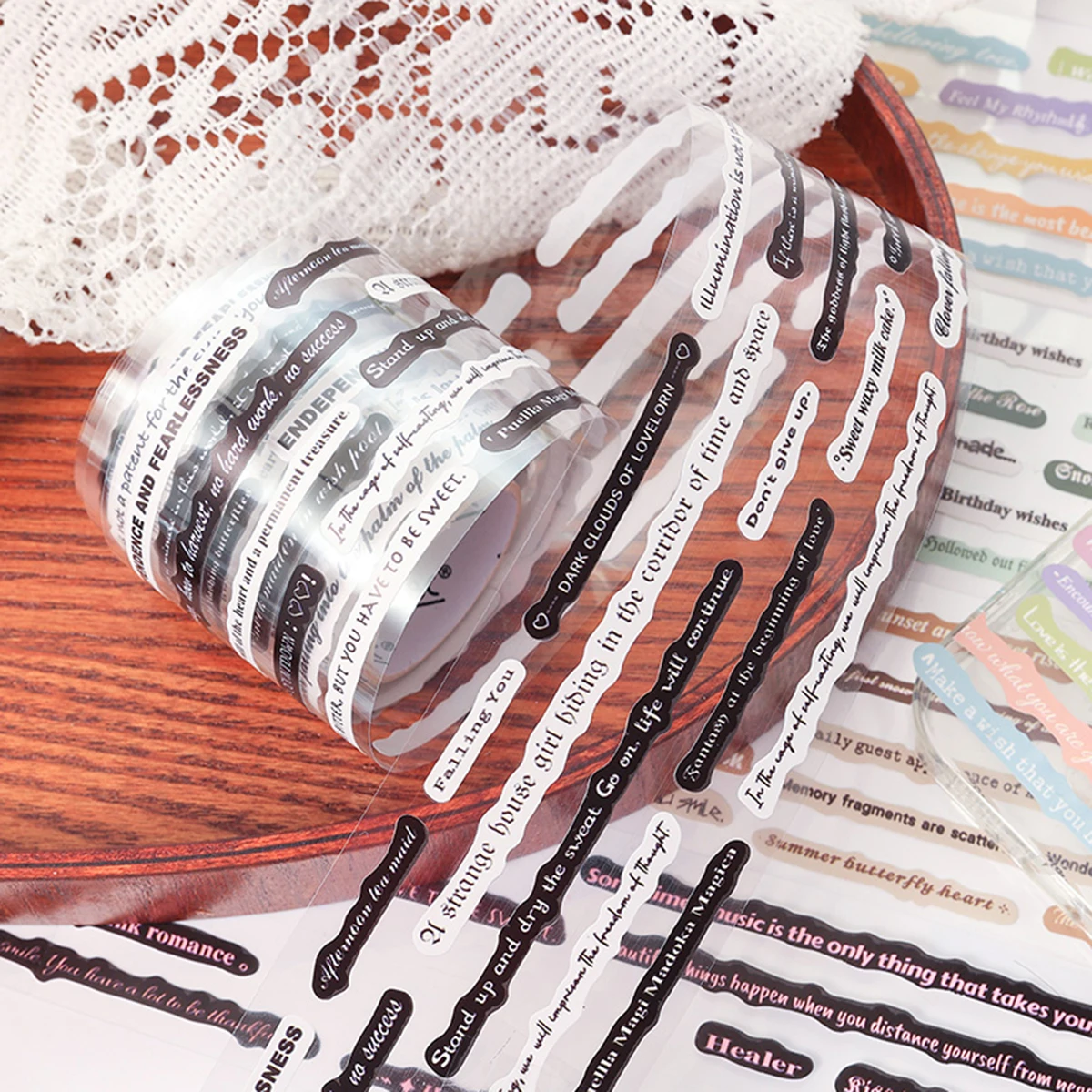 6 rolls/box, cute calligraphy masking tape is suitable for brochures, photo albums, and exquisite gift packaging decoration