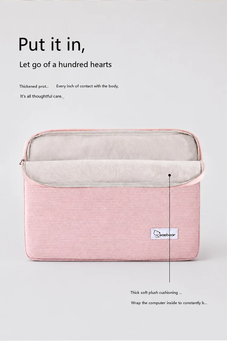 Corduroy-Laptop-Hülle 11-15,6 Zoll Retro-Schutztasche für Notebook und Tablet – Detail 3