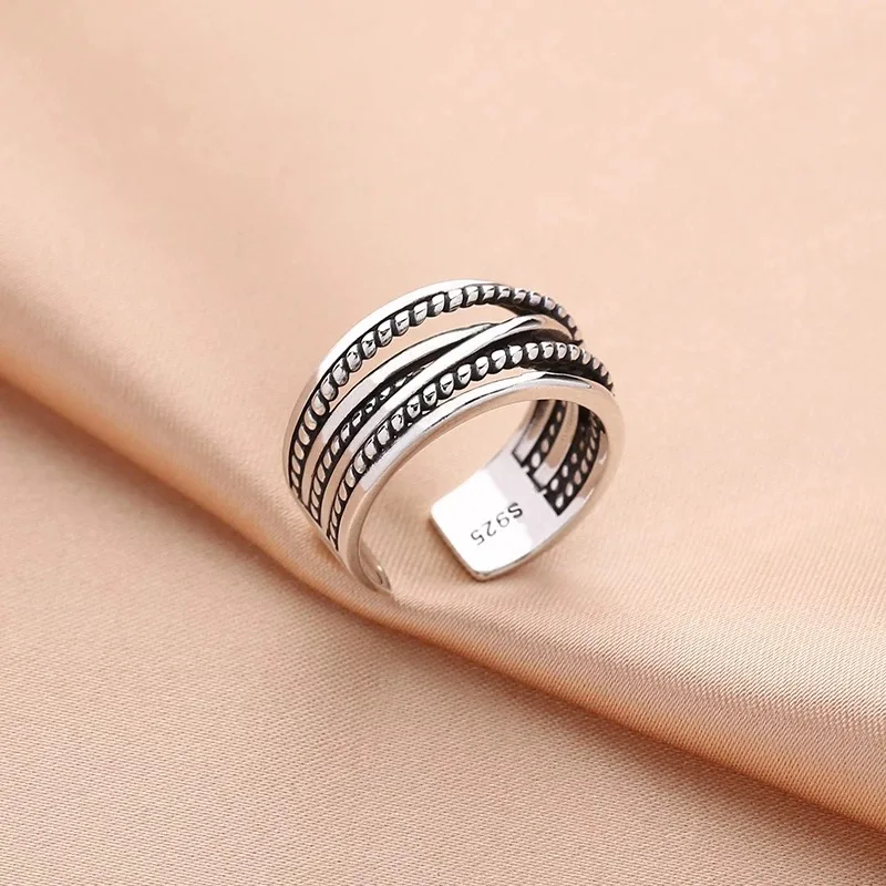 925 Sterling Silver Rings for Women Men Couple Minimalist Handmade Simple Interware line Ring Party Jewelry Gift Prevent Allergy