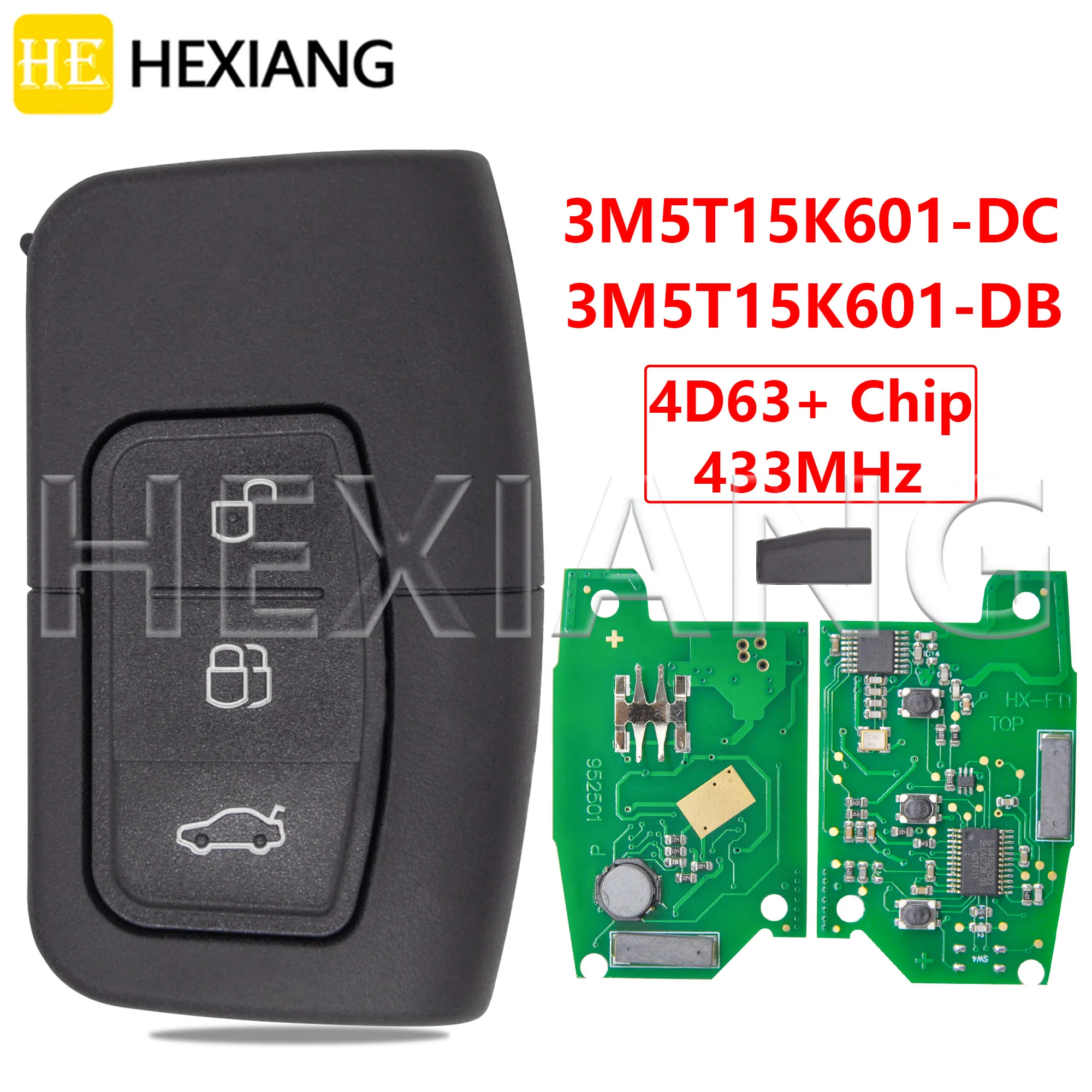 DR 3M5T-15K601-DC /DB 4D63+ 433MHz Car Remote Key For Ford Fusion Focus Fiesta Kuga Mk7 Escape C-Max Mondeo Galaxy MK2