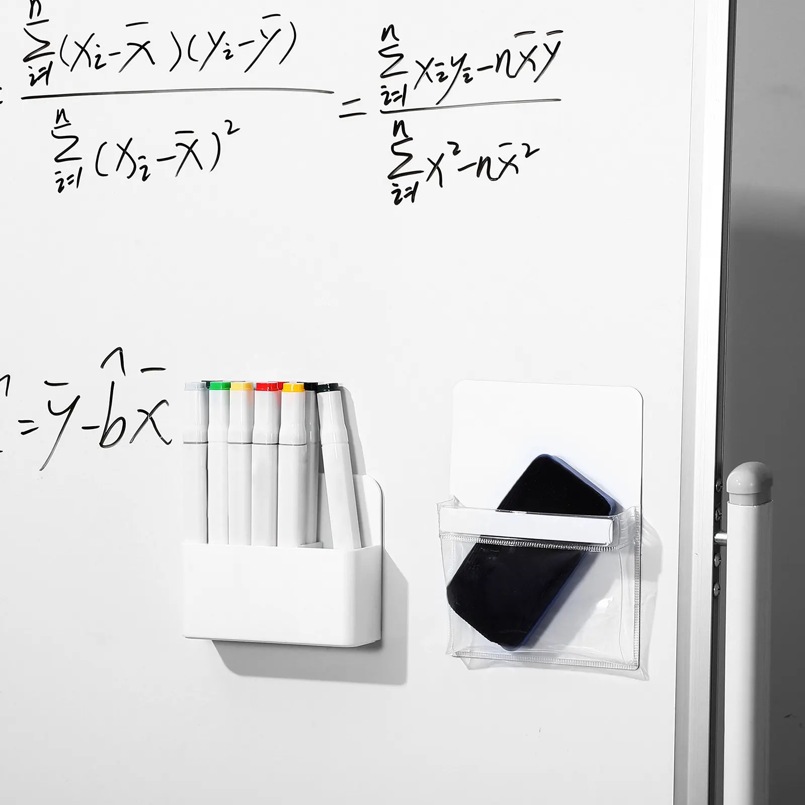 2Pcs Magnetic Pen Storage Box ABS PVC Holder for Whiteboard Marker Pen Pencil Organizer Office School Use Whiteboard Supply