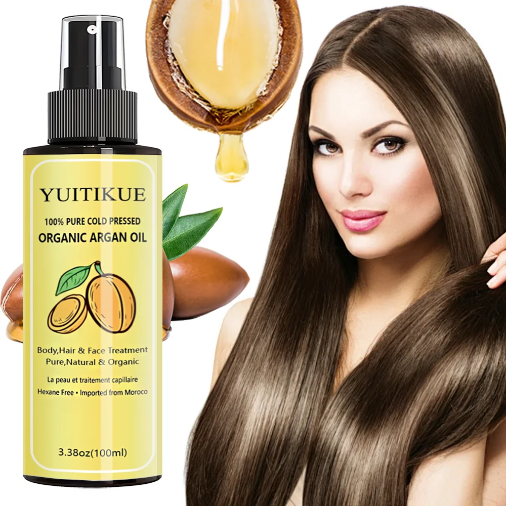 YUITIKUE Aceite de Argán Orgánico 100% Puro Prensado en Frío |   Para Cuerpo, Cabello y Rostro, Tratamiento Natural Marroquí 100ml