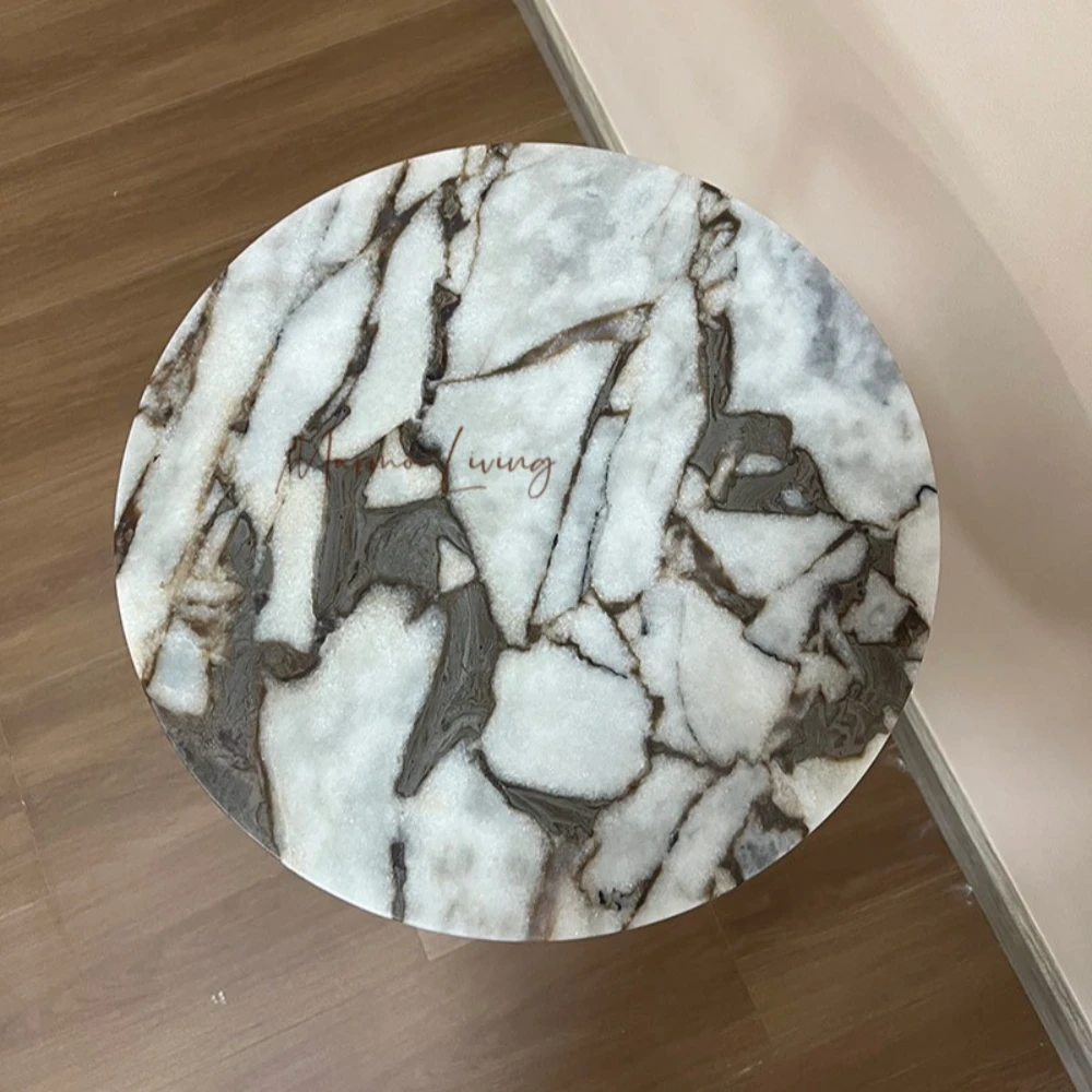 Ins Vintage Calacatta Viola Stone Side Table Marble Top for Living Room Bedroom Balcony Coffee Table