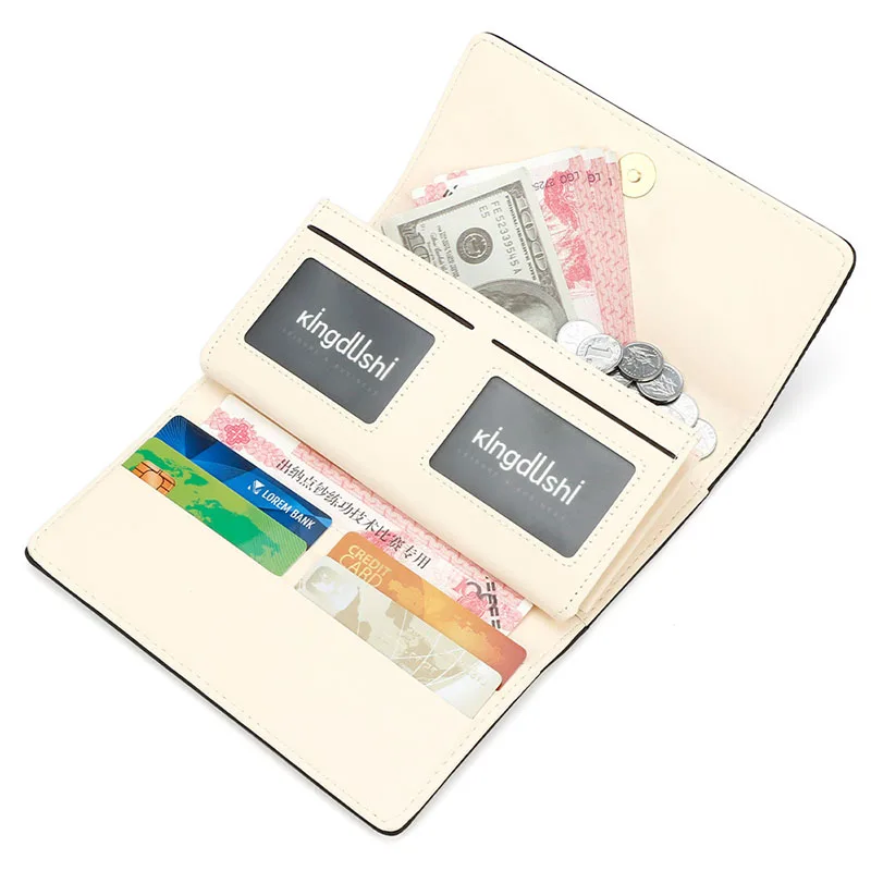 Multi Function Women Wallets Card Holder Large Capacity Phone Holder Long Purse PU Leather Clutch Bag Green Color cartera Hasp